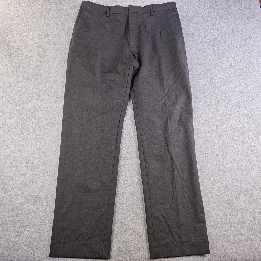 Banana Republic Dress Pants Mens 34x32 Modern Slim Fit 100% Wool Gray Flat Front